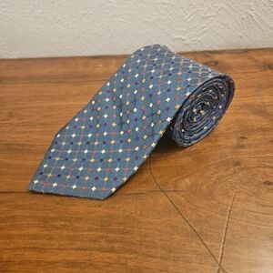 RBM Collection Mens 100% Silk‎ Necktie Blue Multicolor NEW